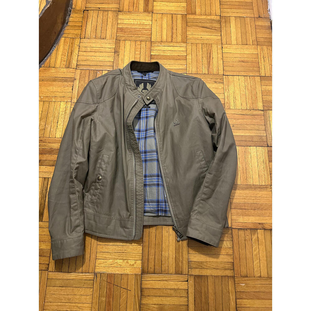 Belstaff Men's Utility Waxed Cotton Jacket with Plaid Lining